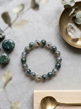 Grey Fire Agate Crystal Bracelet – 10mm Beads‎ | Natural Stones | Healing Energy